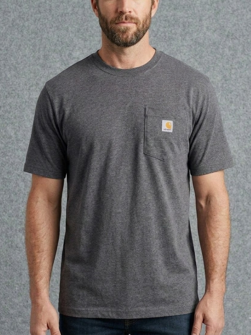 Carhartt K87 Mens Loose Fit Heavyweight Pocket T-Shirt Carbon Heather Gray